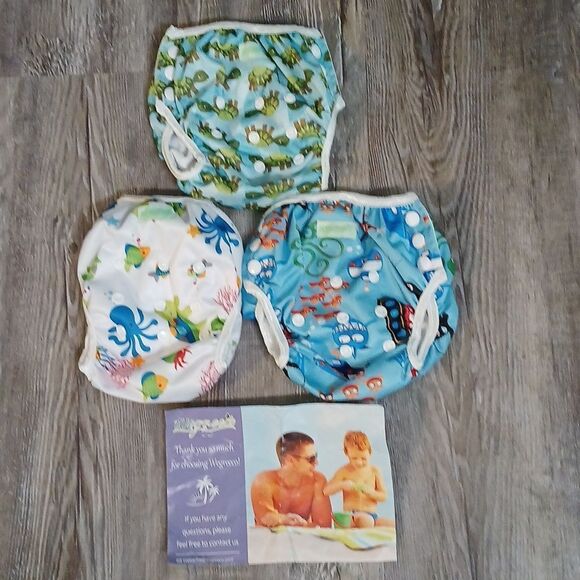 Adjustable Reusable Baby Swim Diapers Sz Small NWOT pack of 3 - Picture 1 of 12